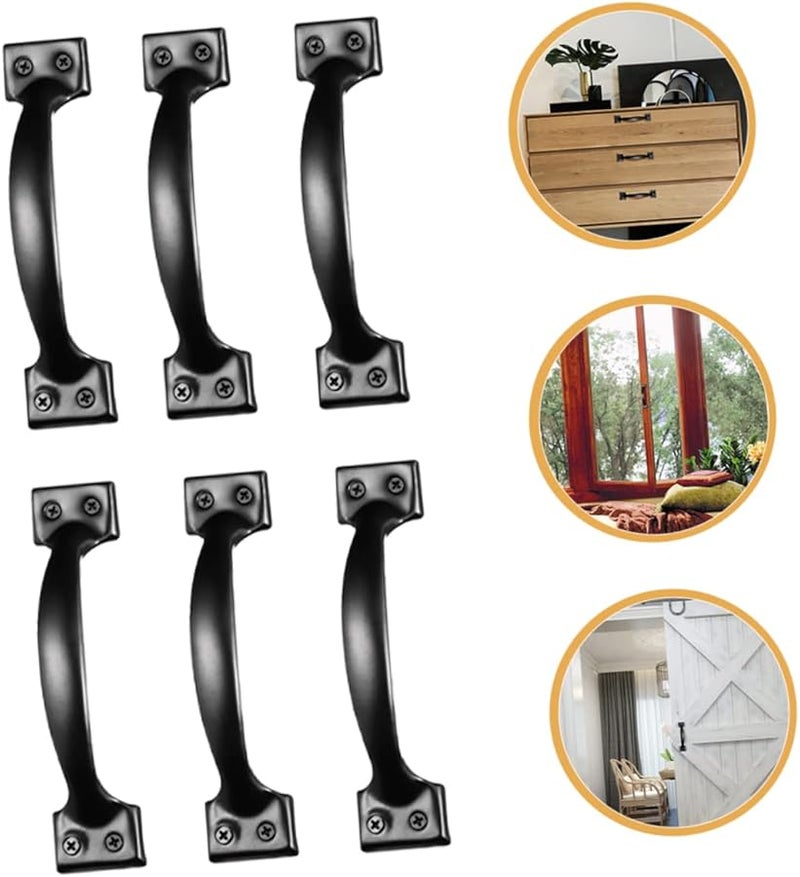 Vintage Black Bow Door Handles 6 Pcs Smooth Iron Construction for Cabinets Wardrobes Gates - Image 5